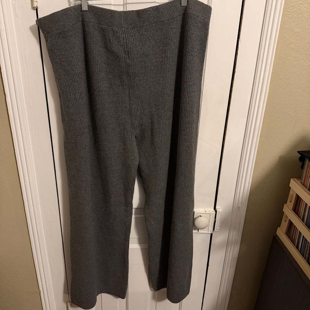 Gap CashSoft Shaker-Stitch Wide-Leg Sweater Pants Charcoal Gray XXL - Picture 3 of 10